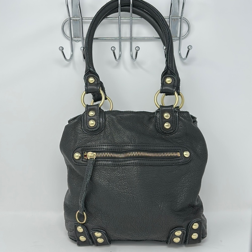 Linea Pelle Black Leather Tote Shoulder Bag Purse